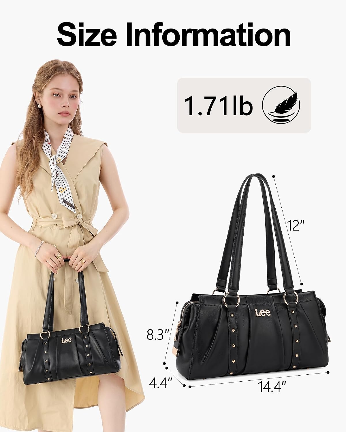 image:imageLee Shoulder Bag for Women Vintage Purse Top Handle HandbagBlack