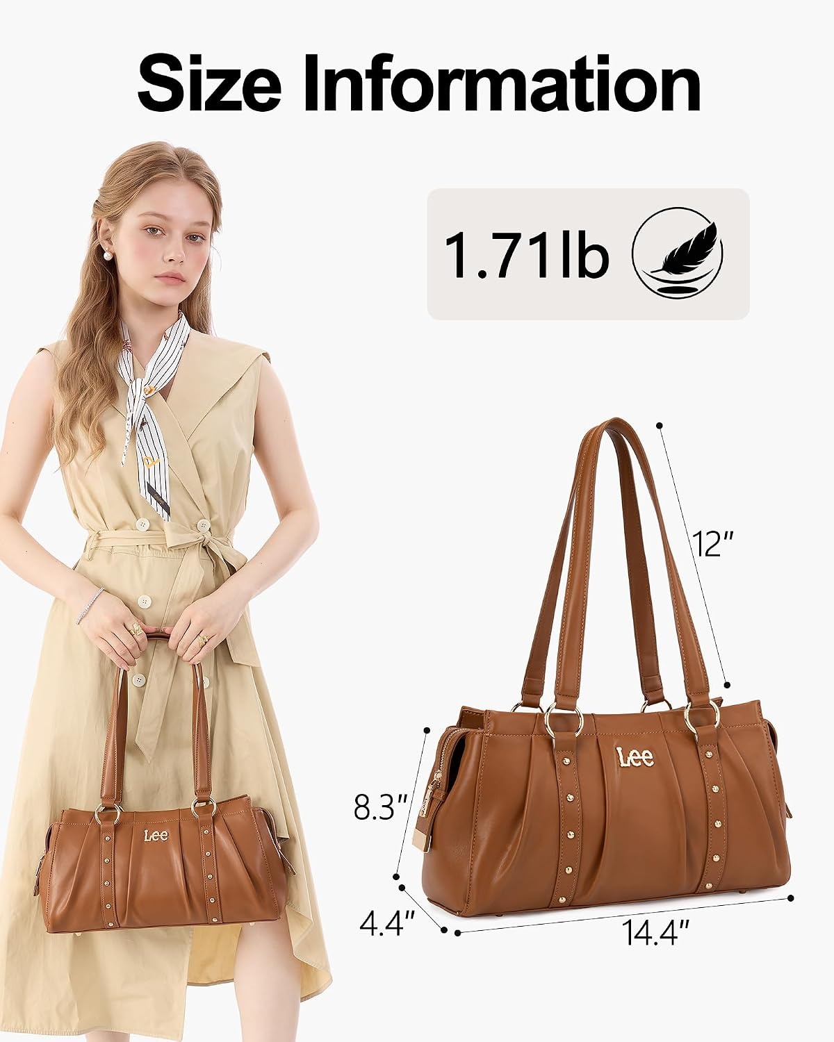 image:imageLee Shoulder Bag for Women Vintage Purse Top Handle HandbagBrown