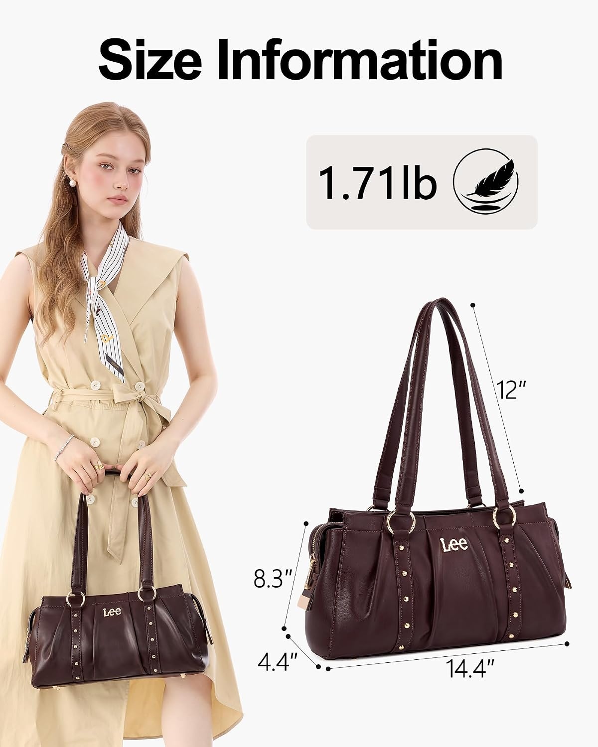 image:imageLee Shoulder Bag for Women Vintage Purse Top Handle HandbagDark Brown
