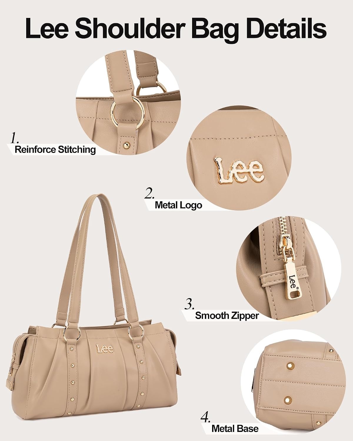 image:imageLee Shoulder Bag for Women Vintage Purse Top Handle HandbagTan