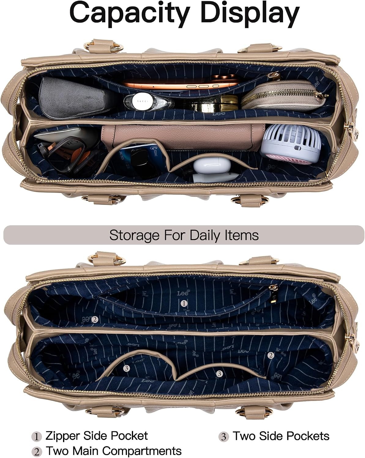 image:imageLee Shoulder Bag for Women Vintage Purse Top Handle HandbagTan