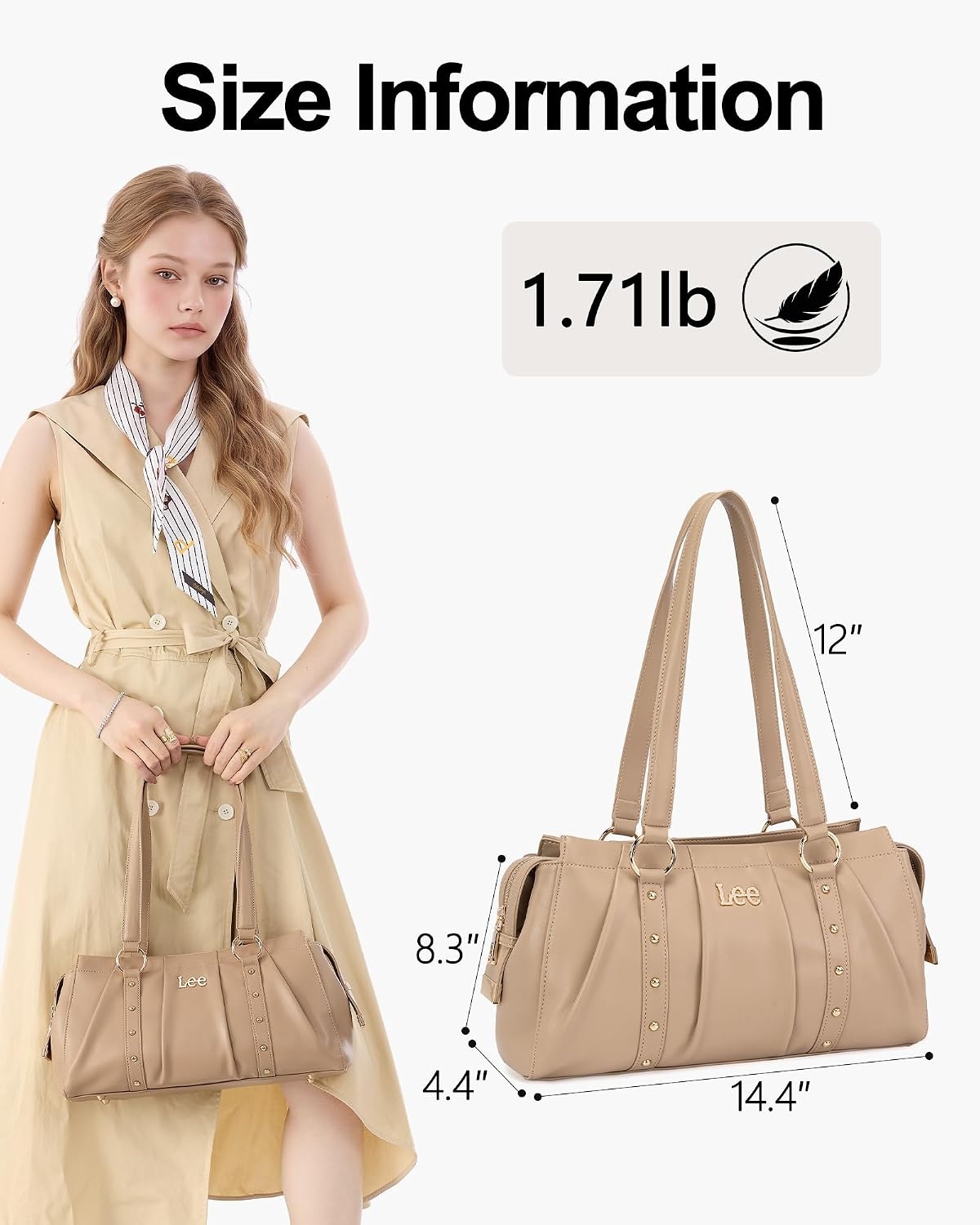 image:imageLee Shoulder Bag for Women Vintage Purse Top Handle HandbagTan