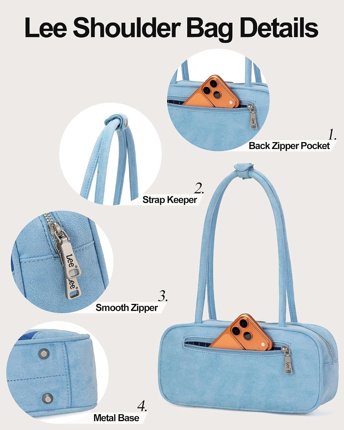 image:imageLee Shoulder Bags for Women Purses and Handbags Flocked Tophandle PurseBlue