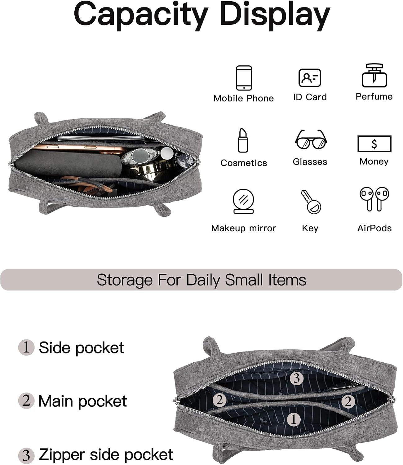 image:imageLee Shoulder Bags for Women Purses and Handbags Flocked Tophandle PurseGrey