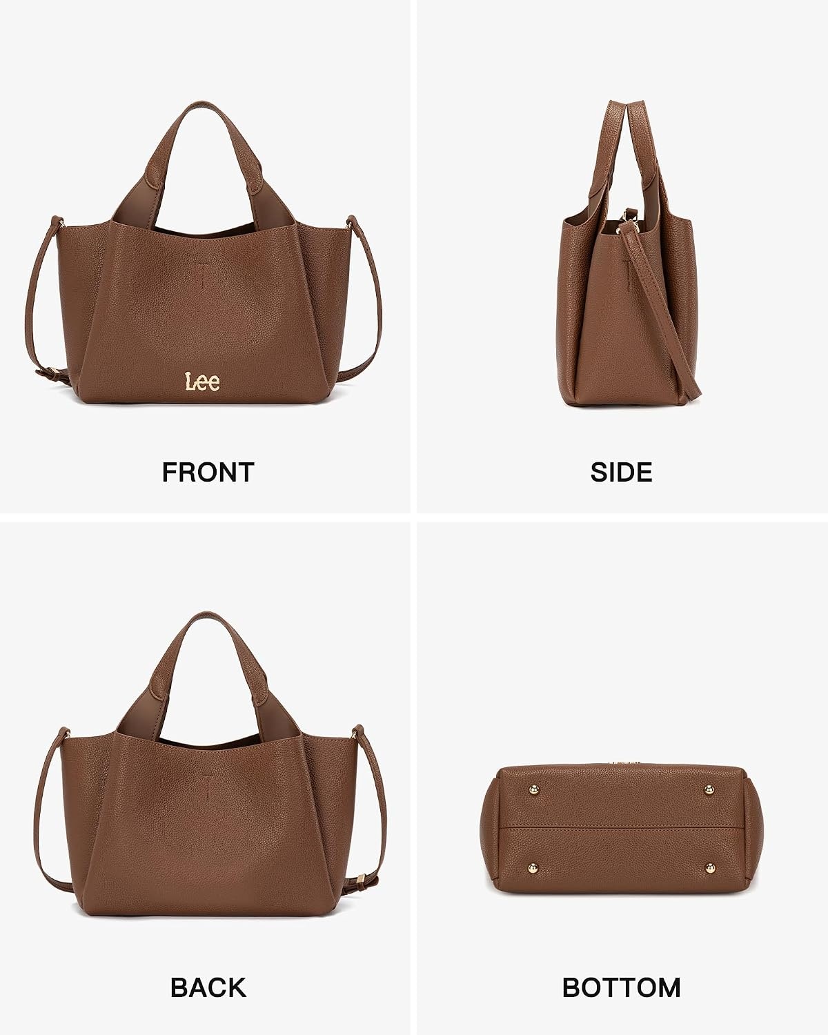 image:imageLee Womens TopHandle Handbags Leather Tote Bag with Two Detachable PurseBrown