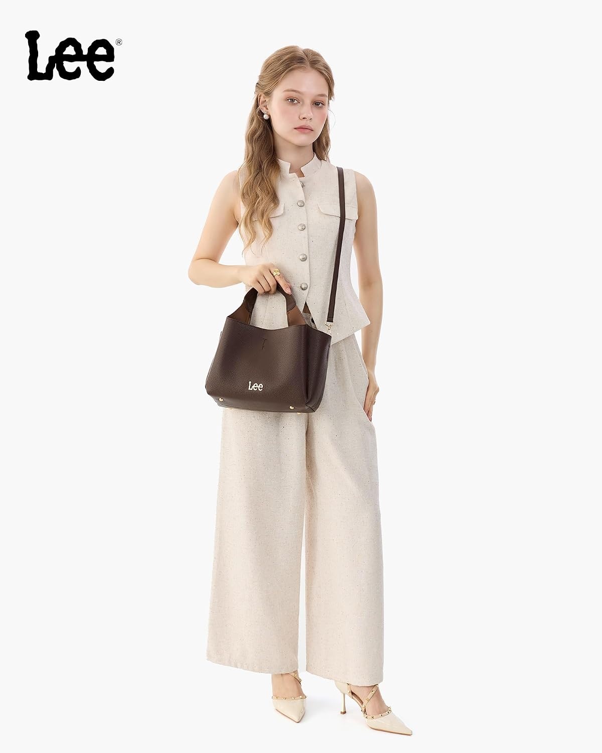 image:imageLee Womens TopHandle Handbags Leather Tote Bag with Two Detachable PurseCoffee