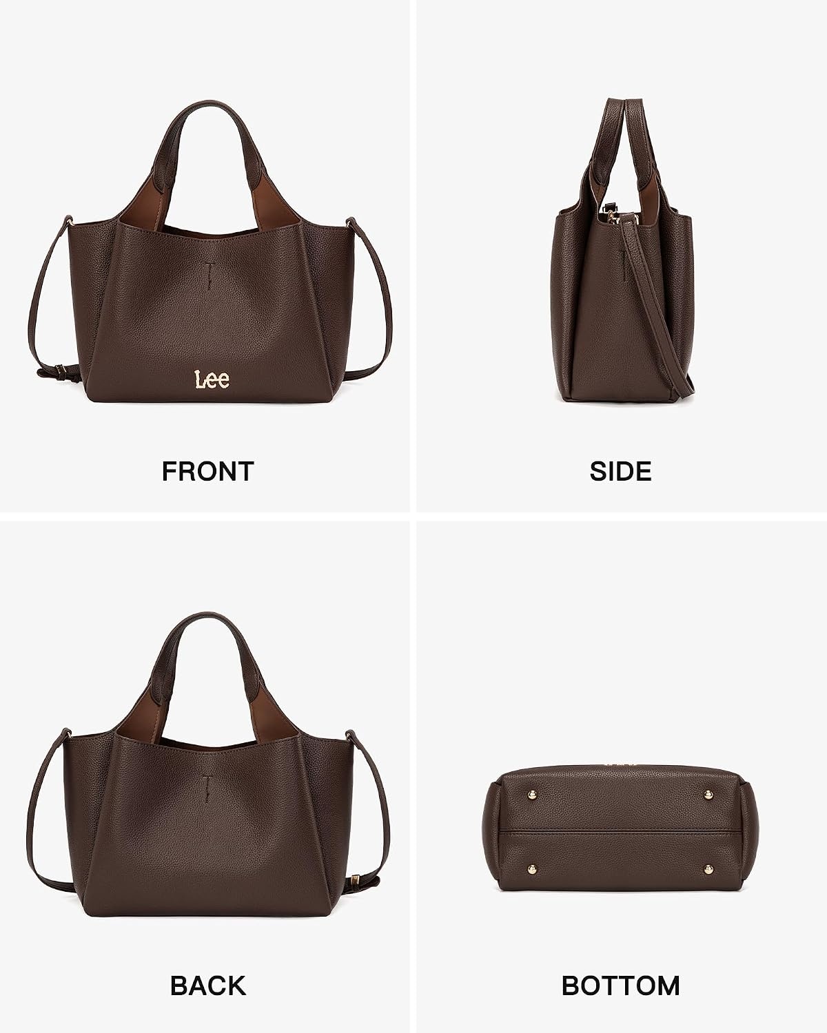 image:imageLee Womens TopHandle Handbags Leather Tote Bag with Two Detachable PurseCoffee