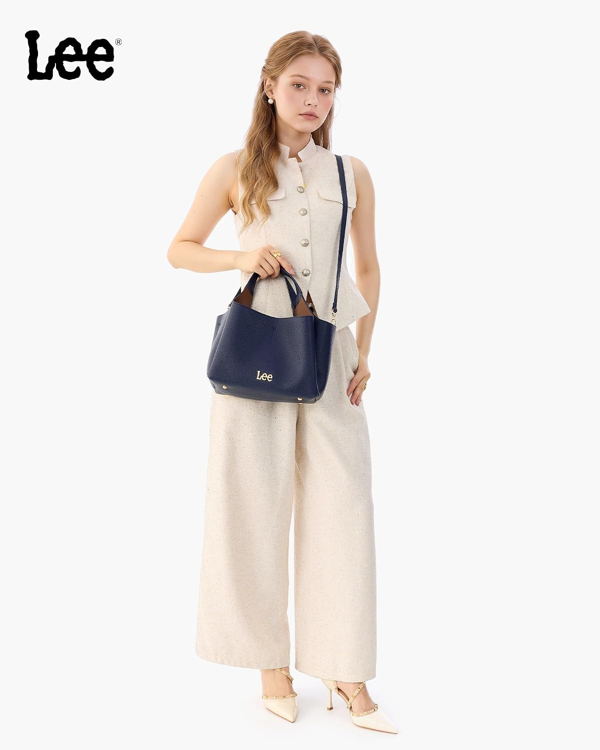 image:imageLee Womens TopHandle Handbags Leather Tote Bag with Two Detachable PurseDark Blue