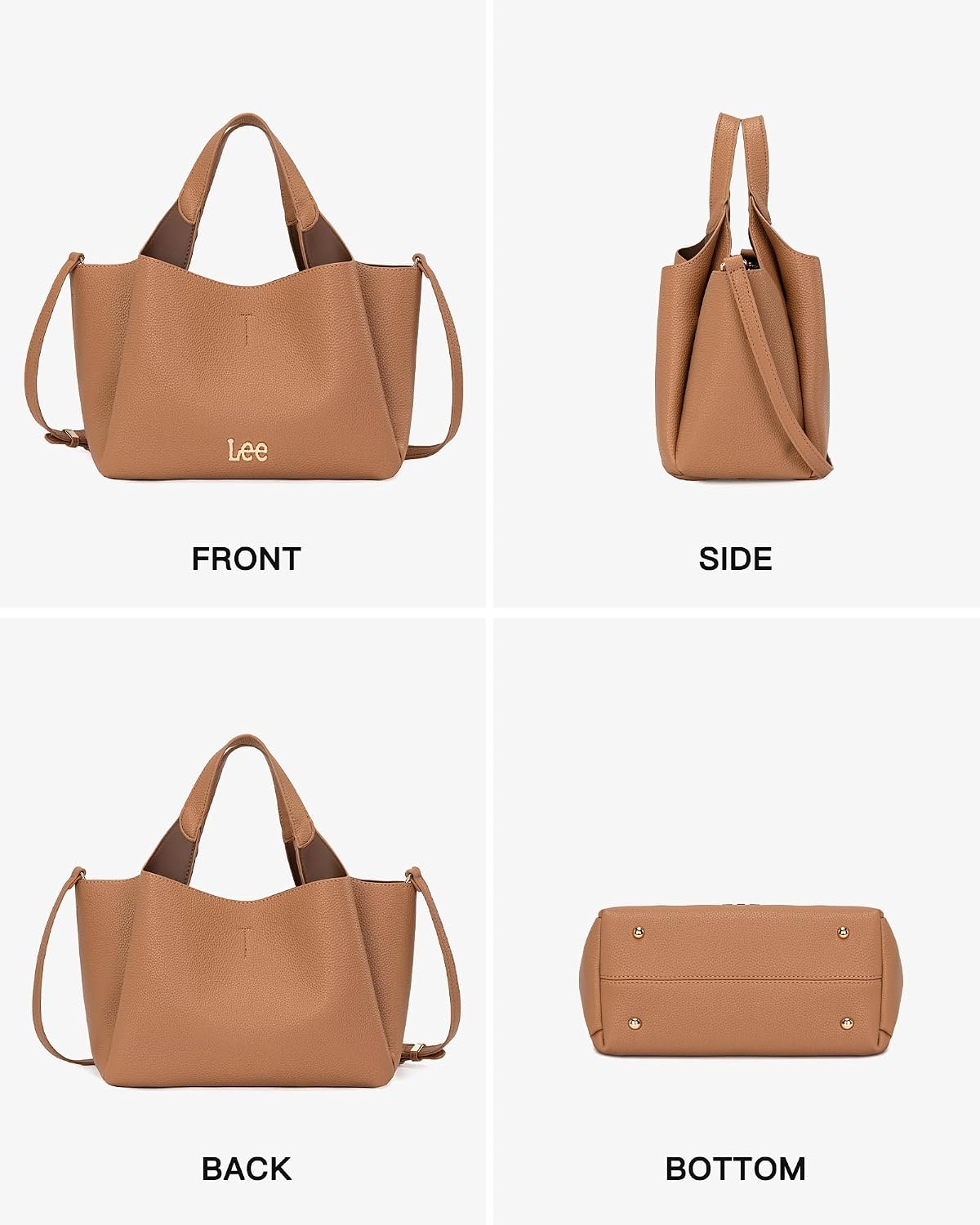 image:imageLee Womens TopHandle Handbags Leather Tote Bag with Two Detachable PurseTan