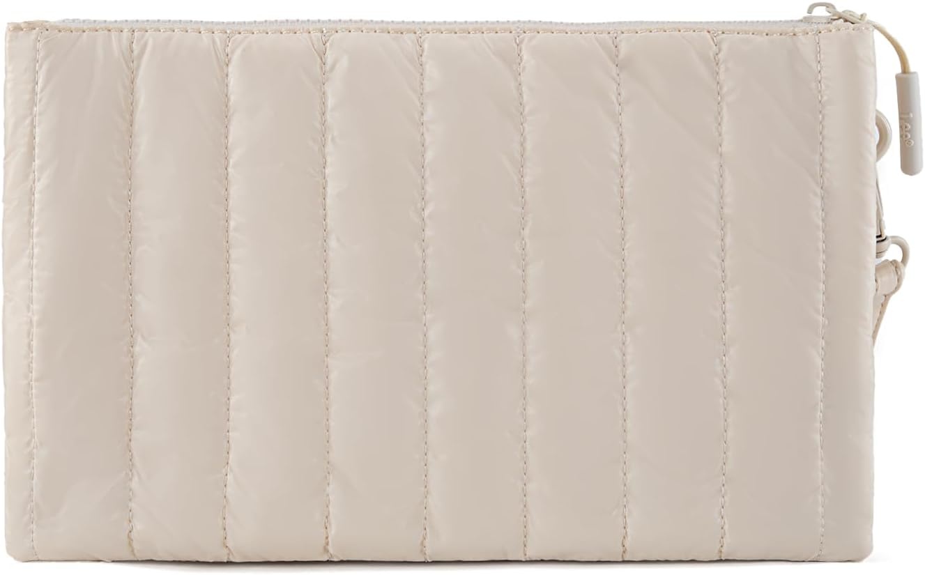image:imageMontana West x Lee Large Wristlet Purse for Women Quilted Puffer Clutch Slim Wallet Handbags Holder Cell Phone OrganizerBeige