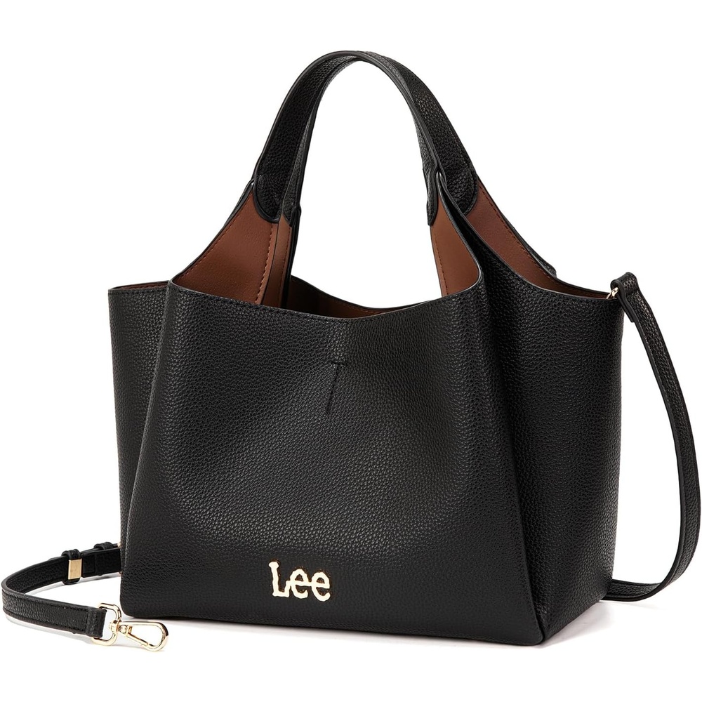 image:imageLee Womens TopHandle Handbags Leather Tote Bag with Two Detachable PurseBlack