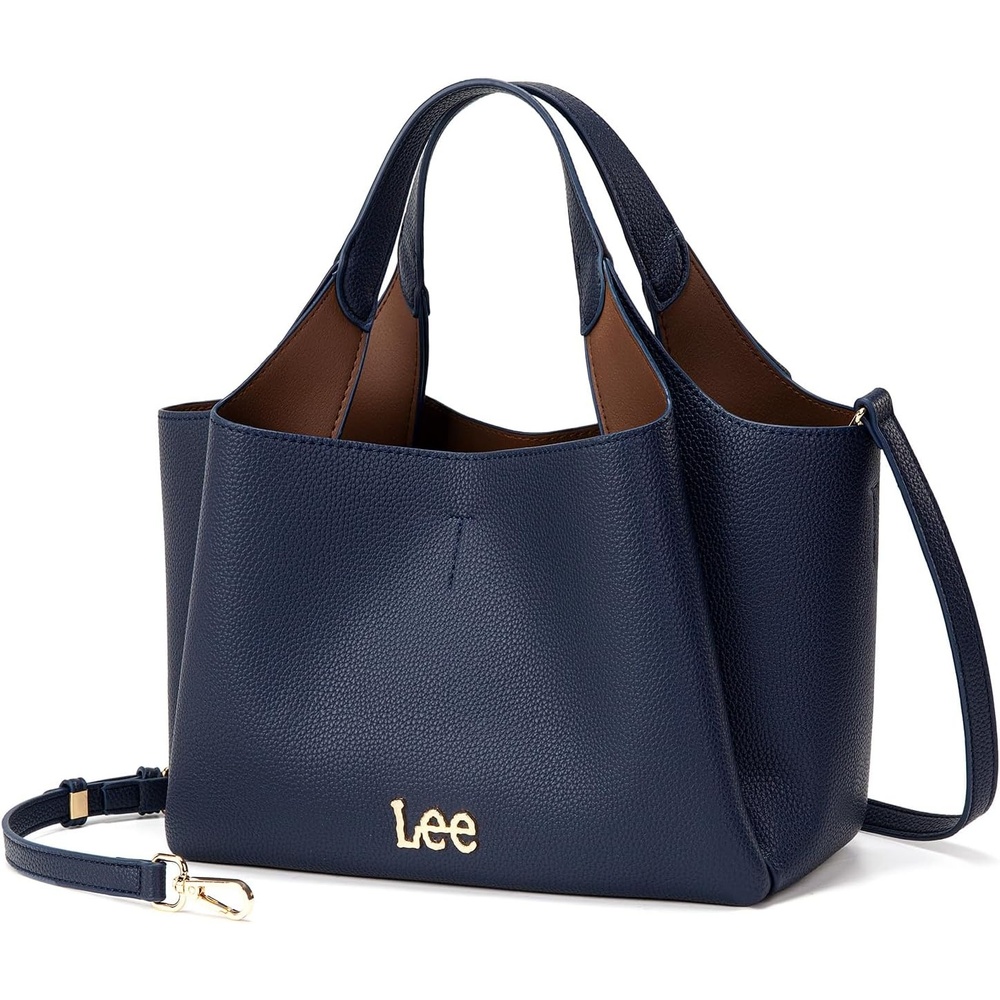 image:imageLee Womens TopHandle Handbags Leather Tote Bag with Two Detachable PurseDark Blue