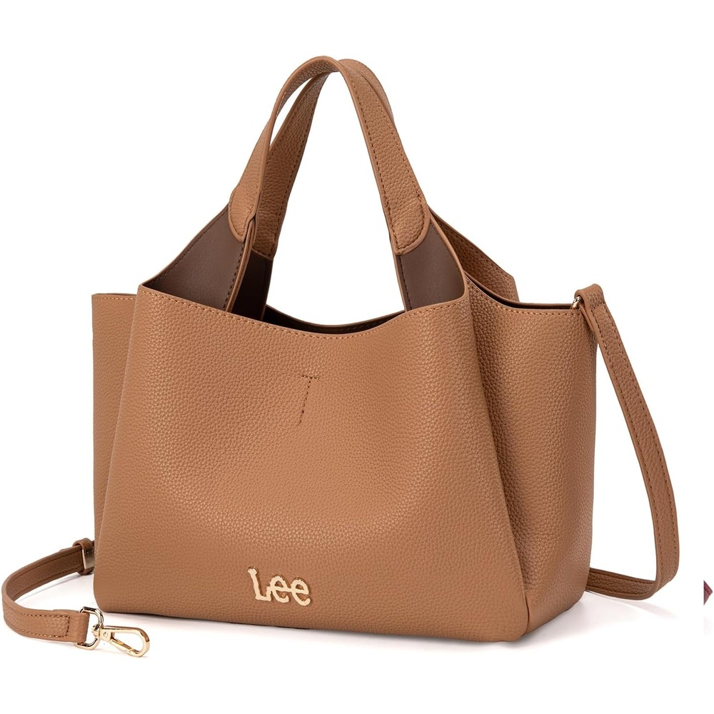 image:imageLee Womens TopHandle Handbags Leather Tote Bag with Two Detachable PurseTan