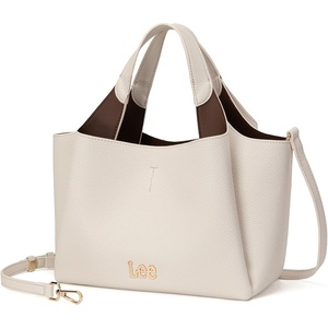 Lee Womens Top-Handle Handbags Leather Tote Bag with Two Detachable Purse(Beige)