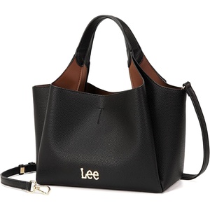 Lee Womens Top-Handle Handbags Leather Tote Bag with Two Detachable Purse(Black)