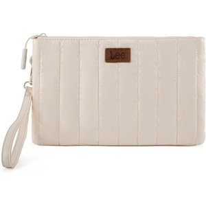 Montana West x Lee Large Wristlet Purse for Women Quilted Puffer Clutch Slim Wallet Handbags Holder Cell Phone Organizer(Beige)