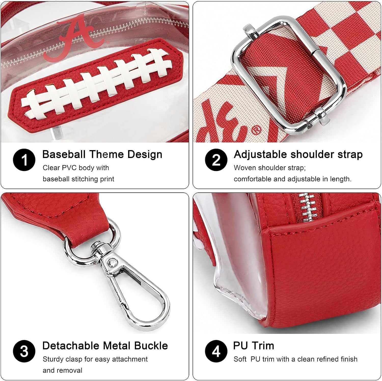 image:imageNCAA Football Shape Clear Bag for Stadium Events Clear Transparent Bags for Concerts Festivals Game DayAlred
