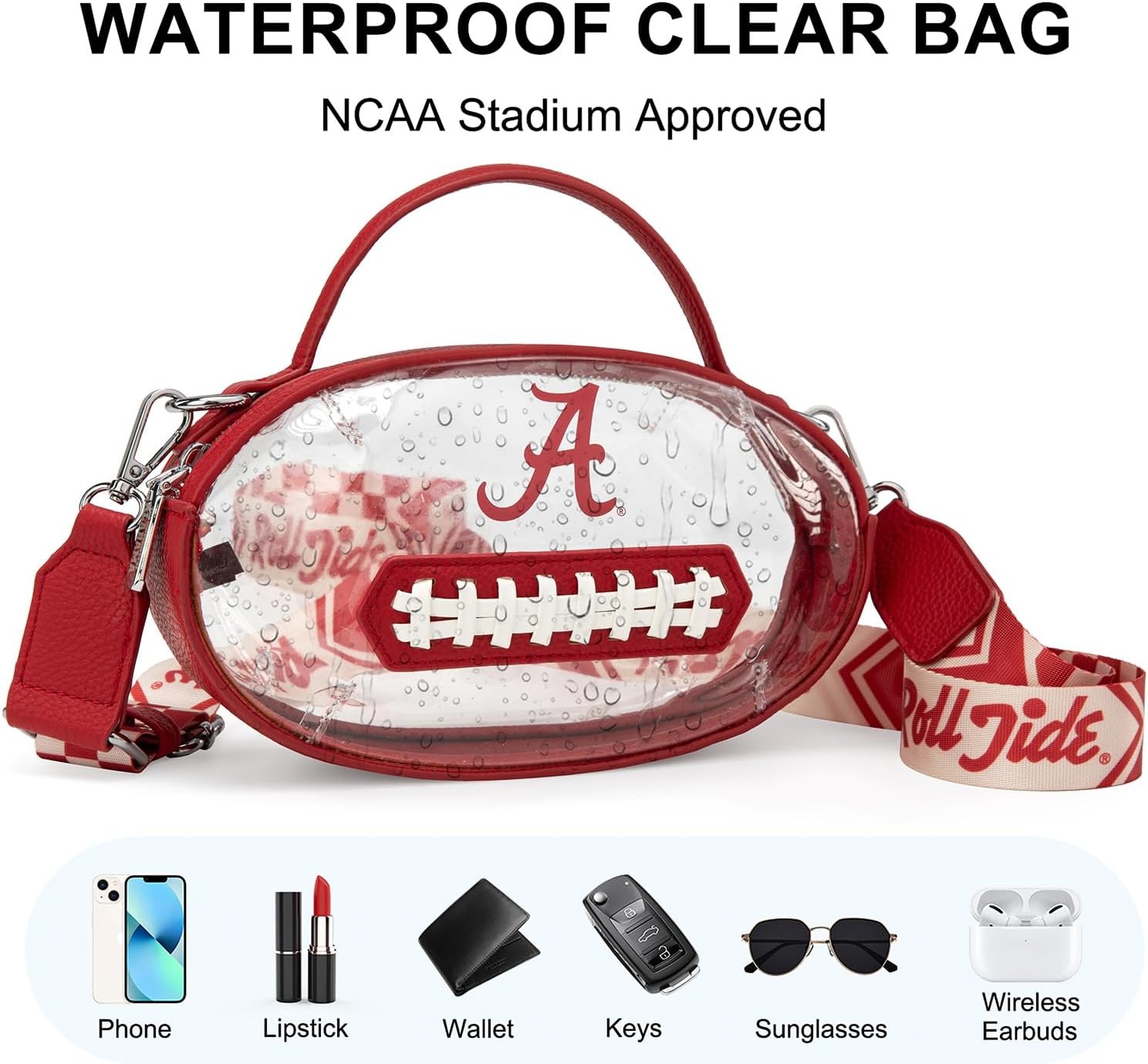 image:imageNCAA Football Shape Clear Bag for Stadium Events Clear Transparent Bags for Concerts Festivals Game DayAlred