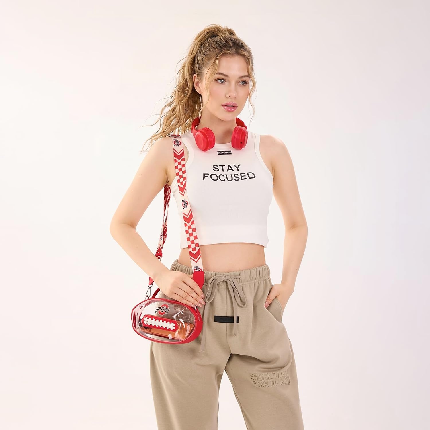 image:imageNCAA Football Shape Clear Bag for Stadium Events Clear Transparent Bags for Concerts Festivals Game DayOhsred