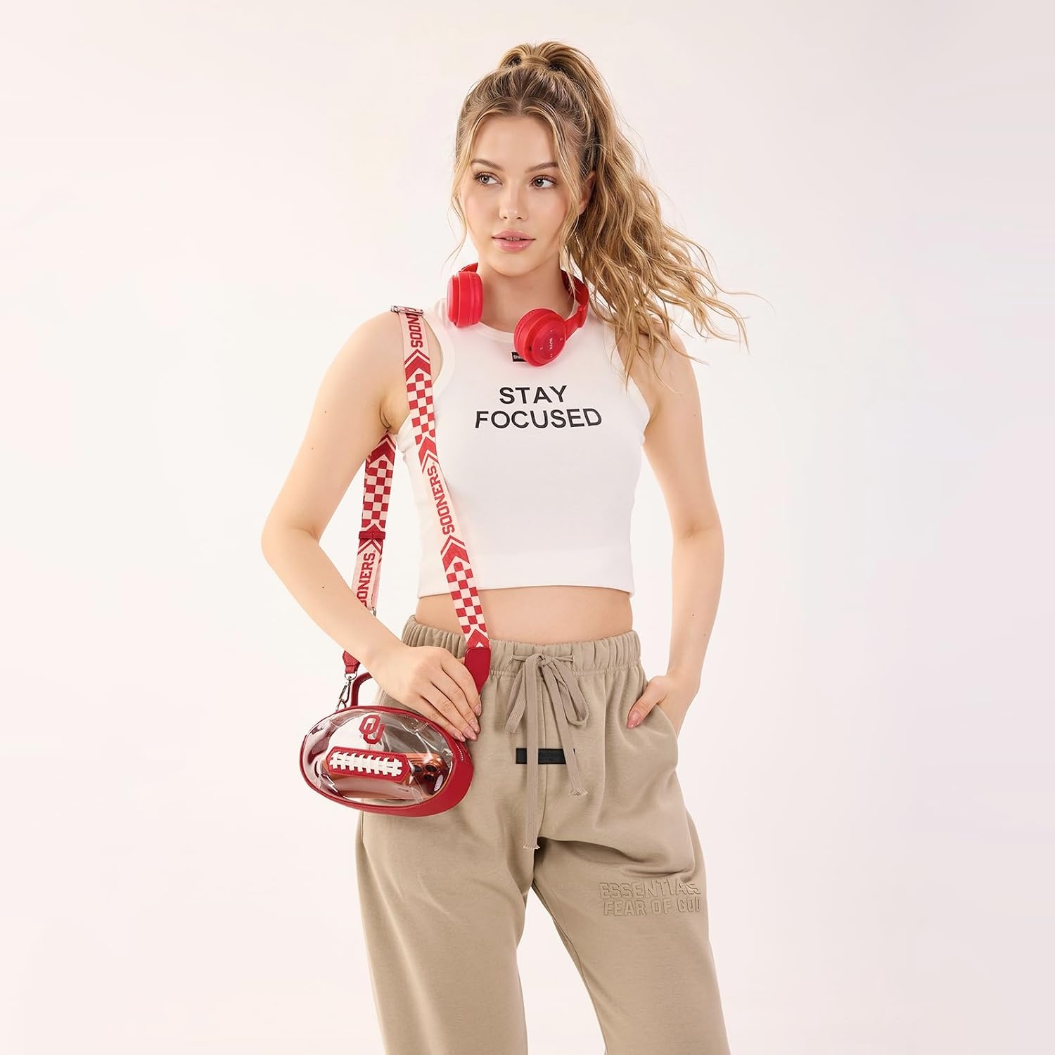 image:imageNCAA Football Shape Clear Bag for Stadium Events Clear Transparent Bags for Concerts Festivals Game DayOured
