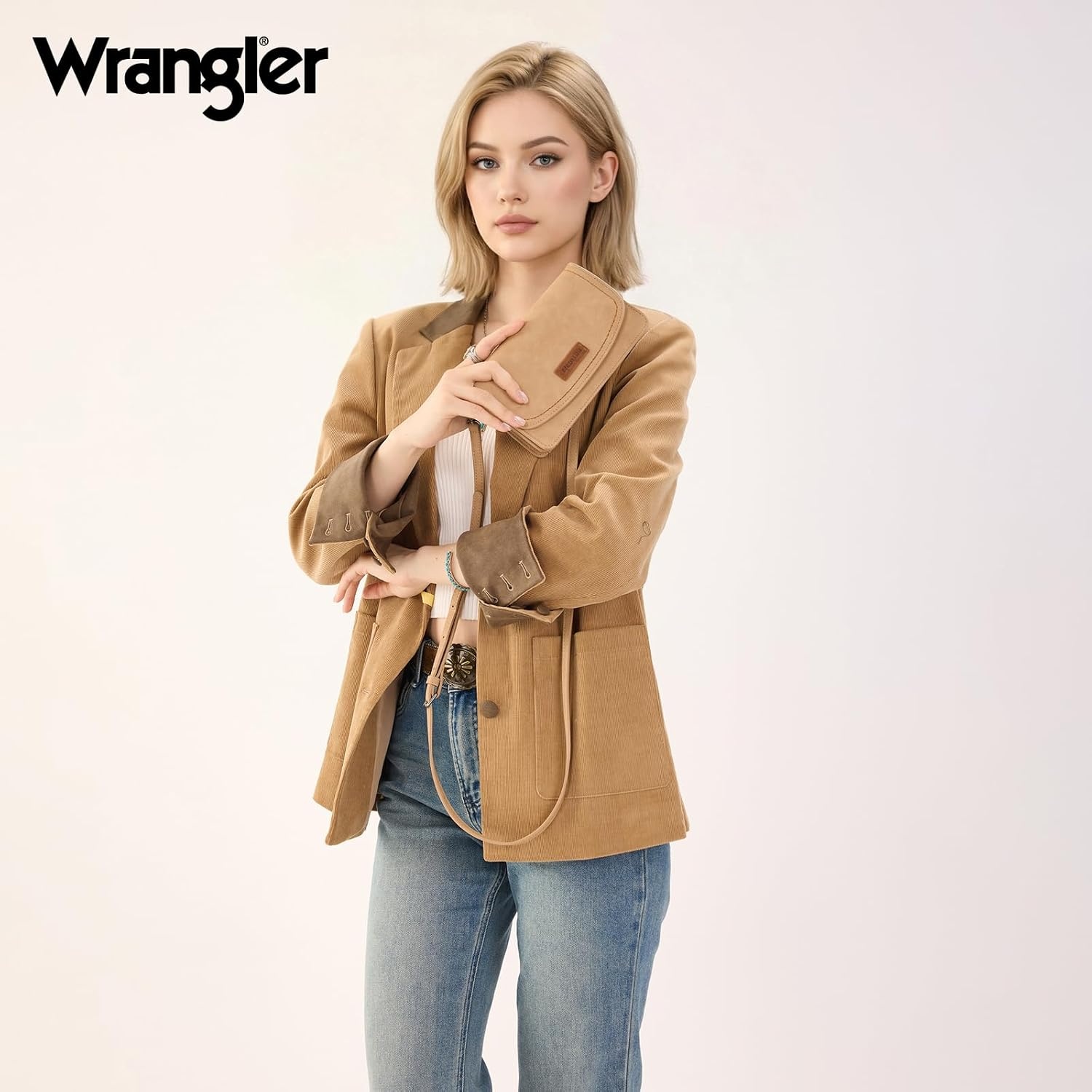 image:imageWrangler Crossbody Wallet Small Purses for Women Western RFID Blocking BagsBtan Beige