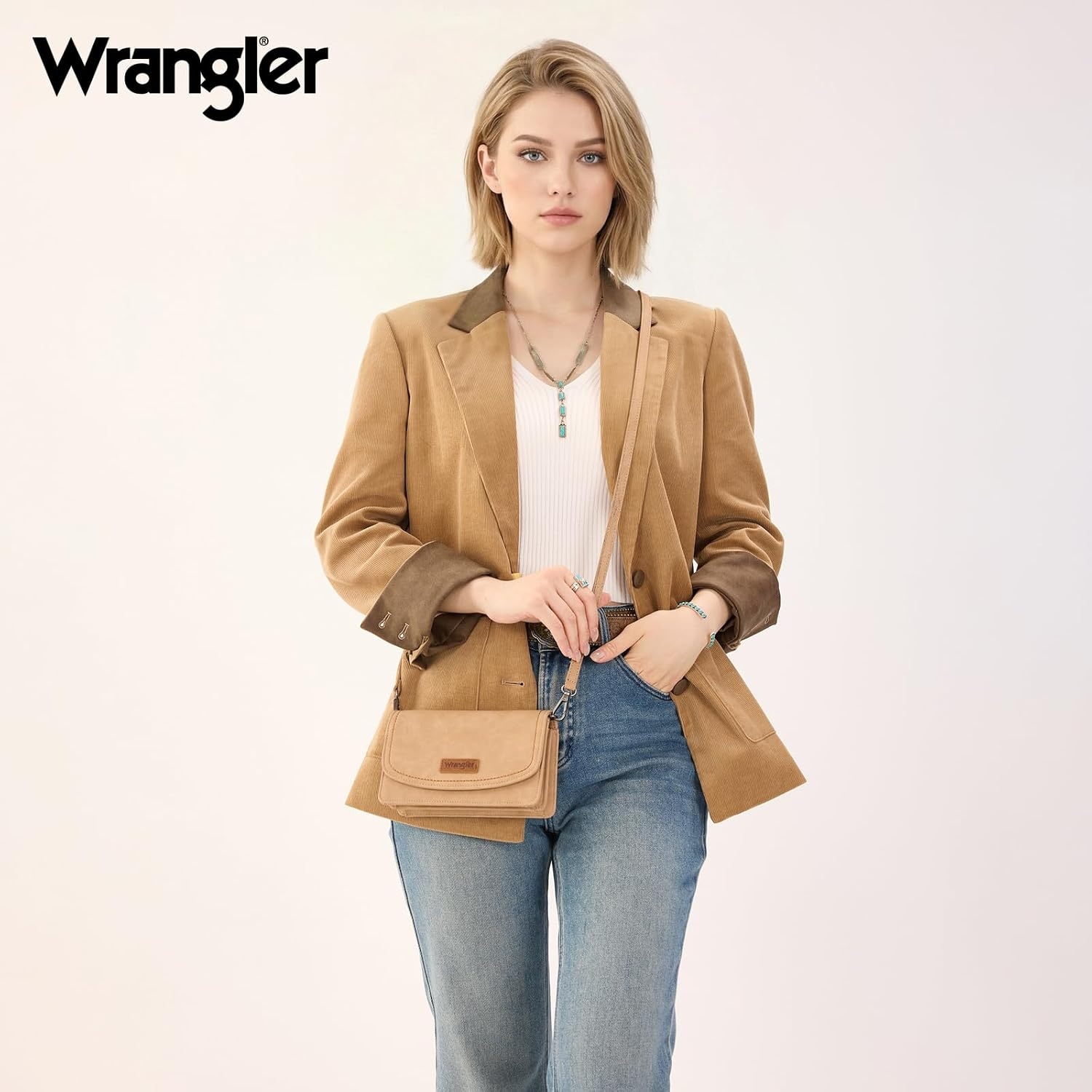 image:imageWrangler Crossbody Wallet Small Purses for Women Western RFID Blocking BagsBtan Beige