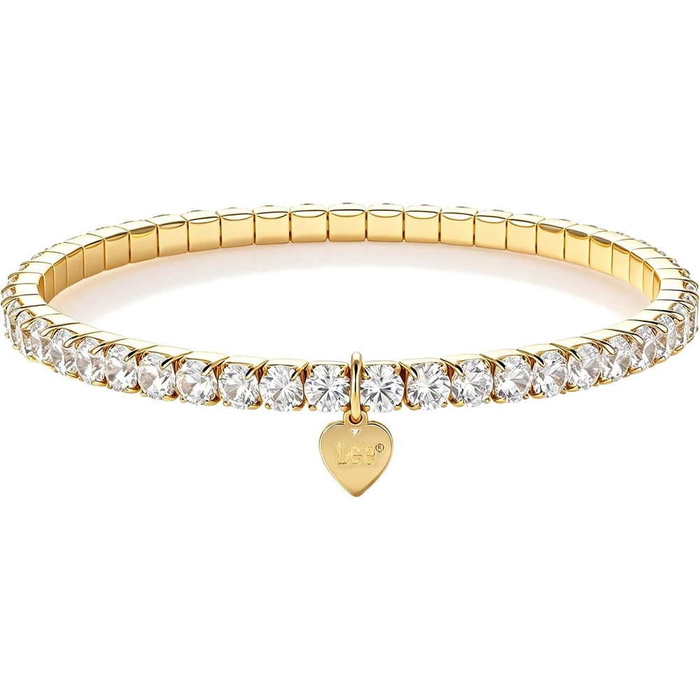 image:imageMontana West LEE 14K Gold Plated Classic Stretch Tennis Bracelet for WomenGold