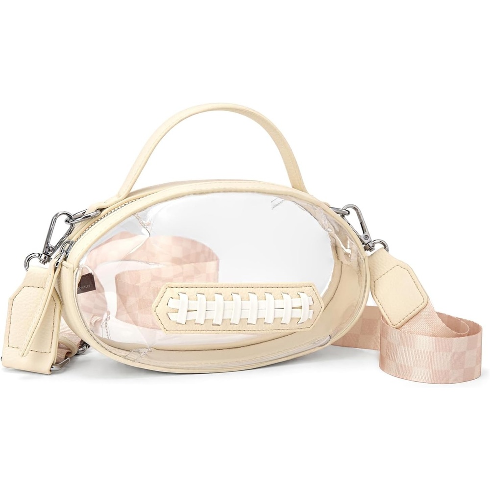 image:imageNCAA Football Shape Clear Bag for Stadium Events Clear Transparent Bags for Concerts Festivals Game DaySwbeige