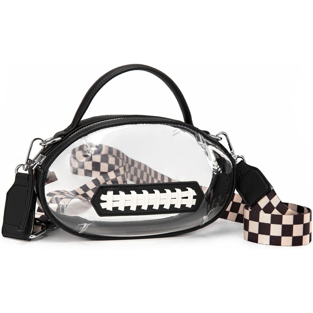 image:imageNCAA Football Shape Clear Bag for Stadium Events Clear Transparent Bags for Concerts Festivals Game DaySwblack