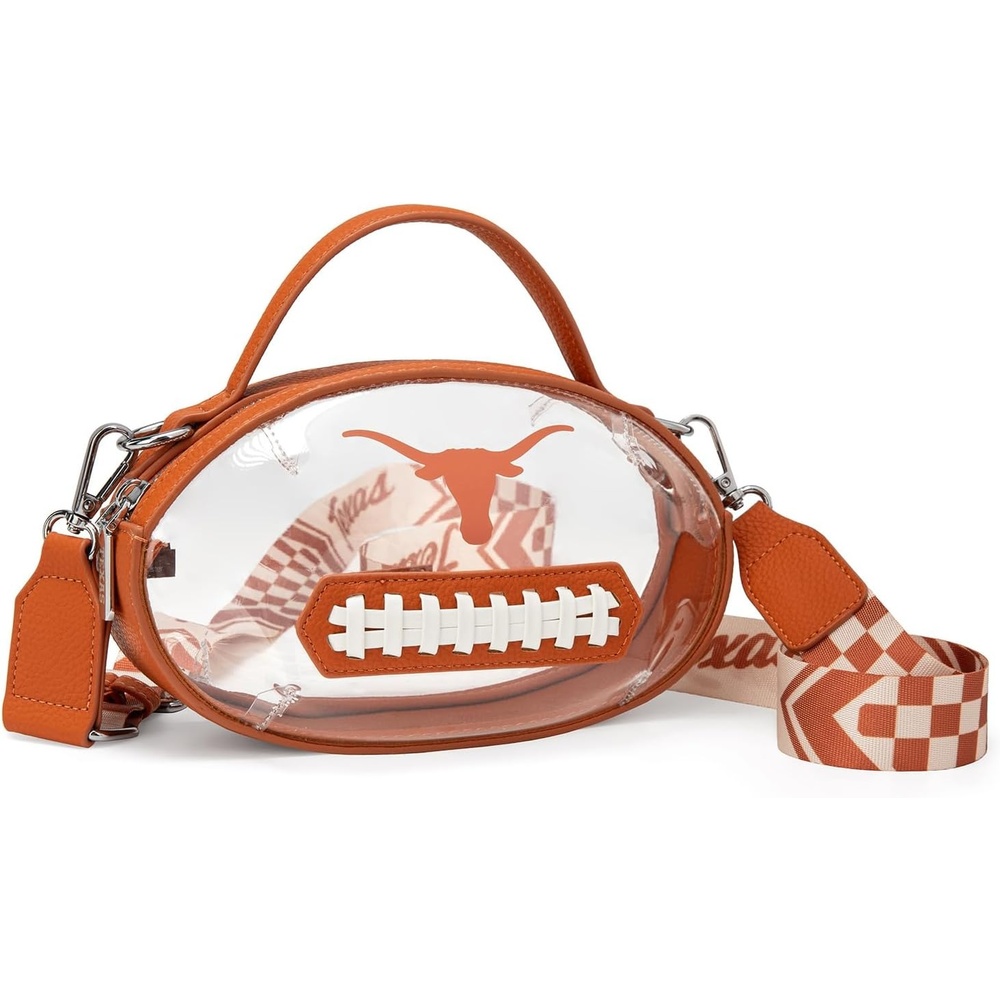 image:imageNCAA Football Shape Clear Bag for Stadium Events Clear Transparent Bags for Concerts Festivals Game DayUtbrown