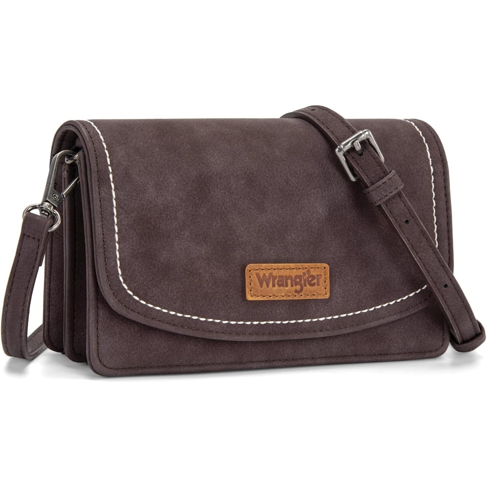 image:imageWrangler Crossbody Wallet Small Purses for Women Western RFID Blocking BagsChocolate