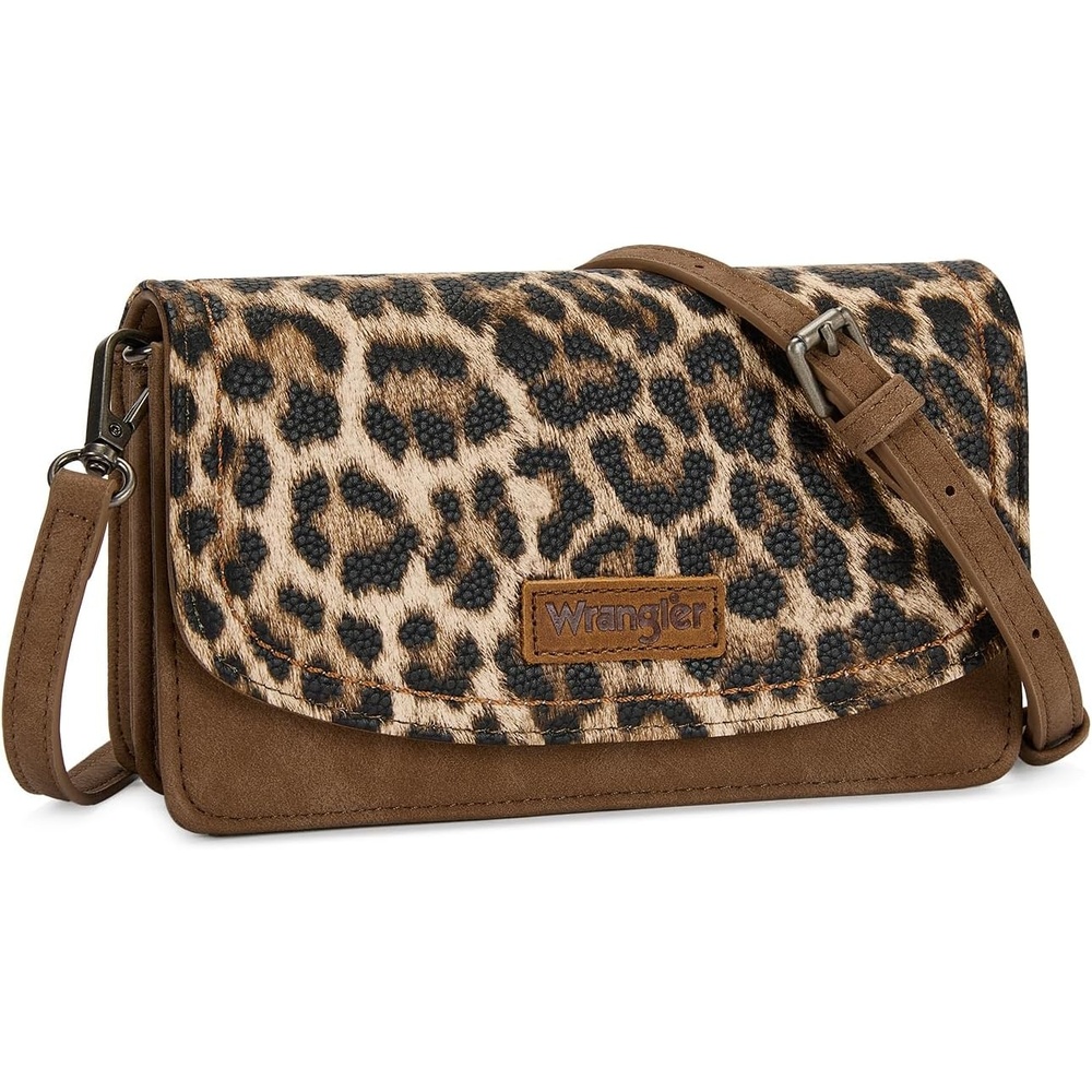 image:imageWrangler Crossbody Wallet Small Purses for Women Western RFID Blocking BagsLeopardbrown
