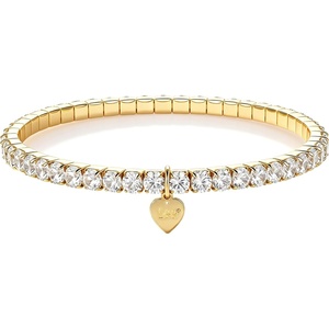 Montana West LEE 14K Gold Plated Classic Stretch Tennis Bracelet for Women(Gold)