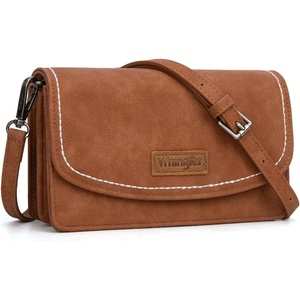 Wrangler Crossbody Wallet Small Purses for Women Western RFID Blocking Bags(Brown)