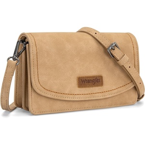 Wrangler Crossbody Wallet Small Purses for Women Western RFID Blocking Bags(B-tan Beige)