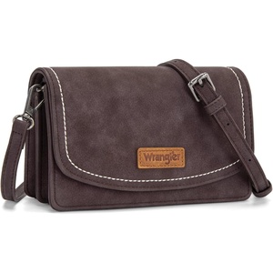 Wrangler Crossbody Wallet Small Purses for Women Western RFID Blocking Bags(Chocolate)