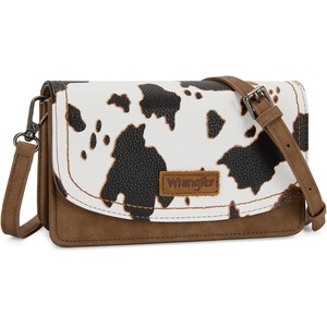Wrangler Crossbody Wallet Small Purses for Women Western RFID Blocking Bags(Cow-brown)