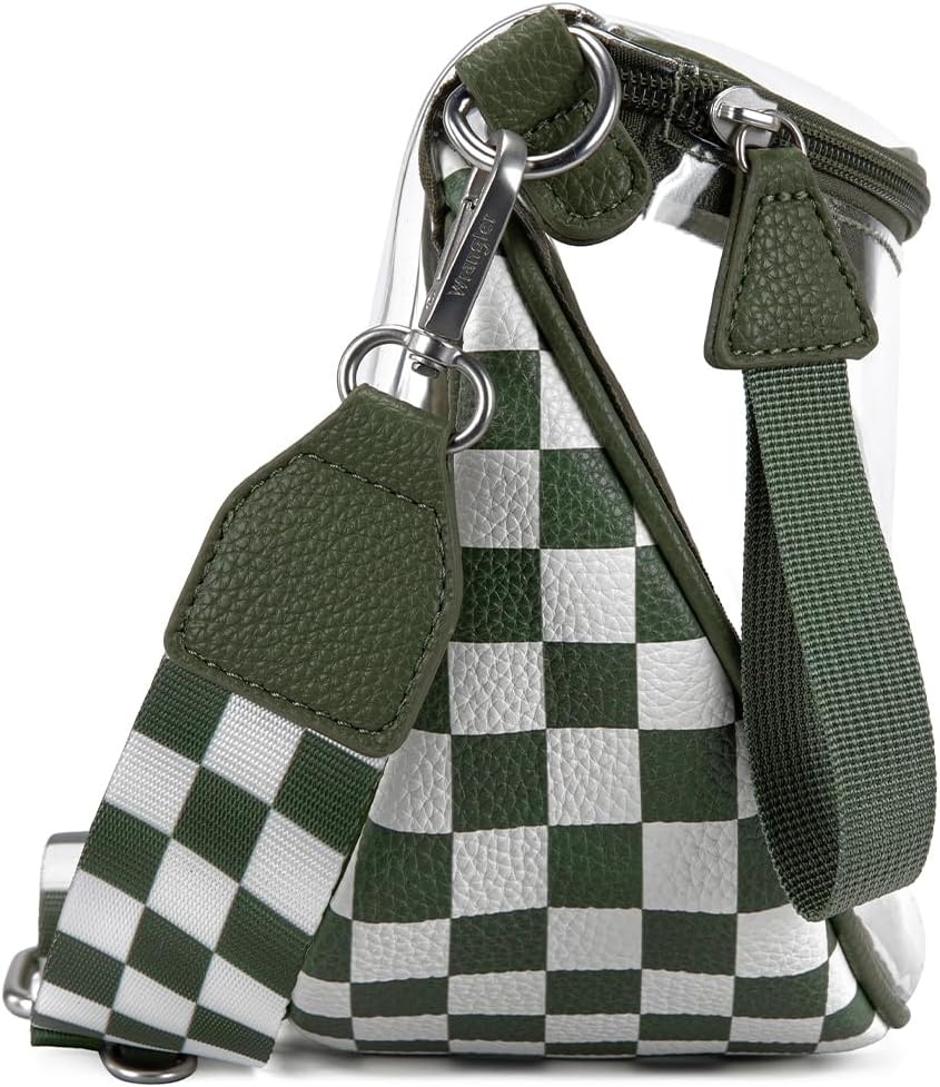 image:imageWrangler Clear Bum Bag for Stadium Events Crossbody Bag with PouchCheckeredgreen