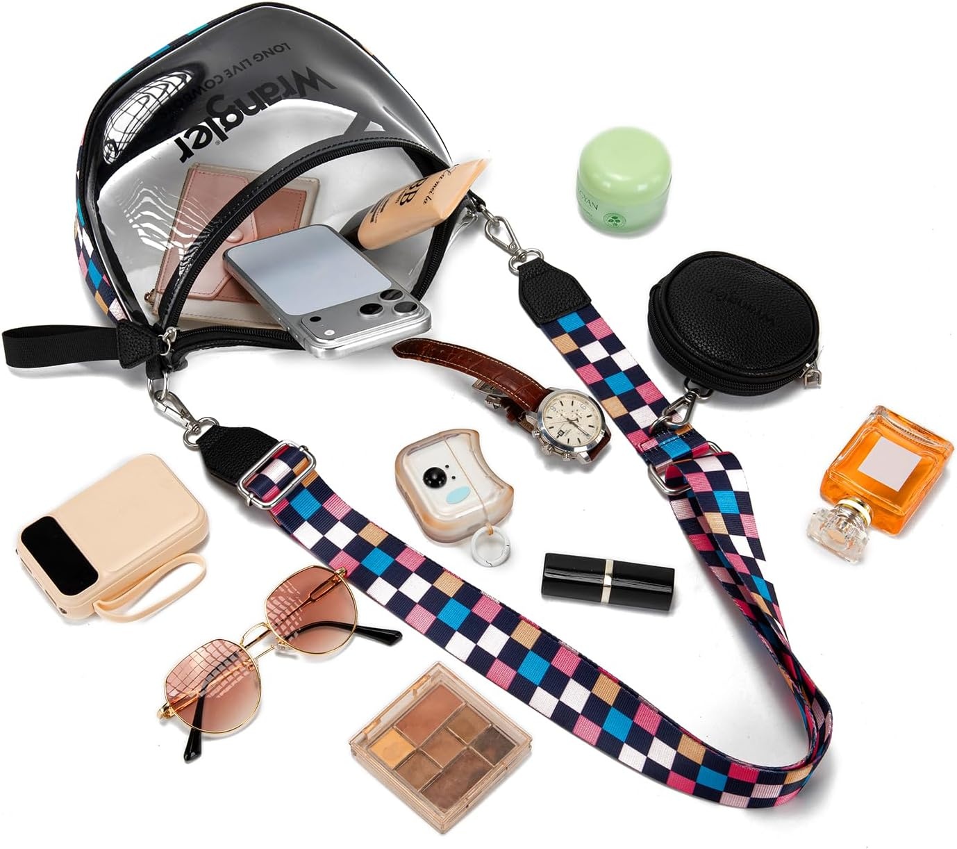 image:imageWrangler Clear Bum Bag for Stadium Events Crossbody Bag with PouchCheckeredmuti