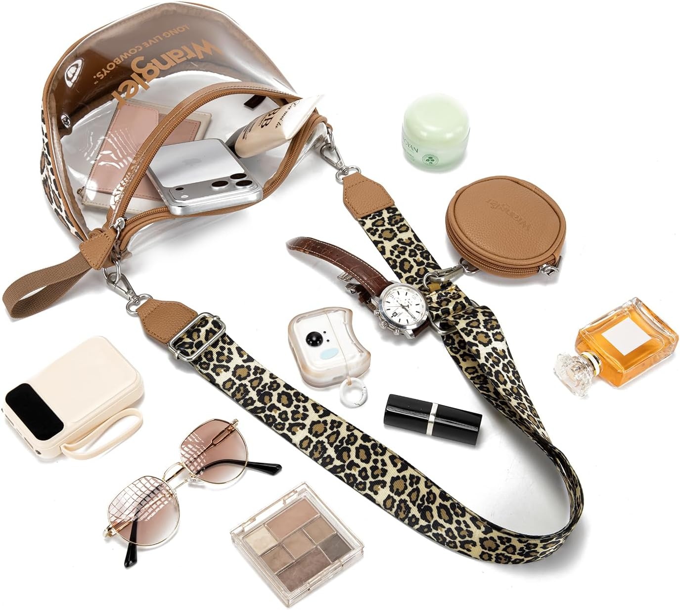 image:imageWrangler Clear Bum Bag for Stadium Events Crossbody Bag with PouchLeopardbrown