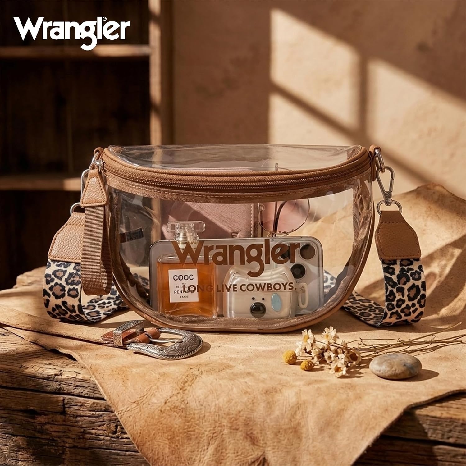 image:imageWrangler Clear Bum Bag for Stadium Events Crossbody Bag with PouchLeopardbrown
