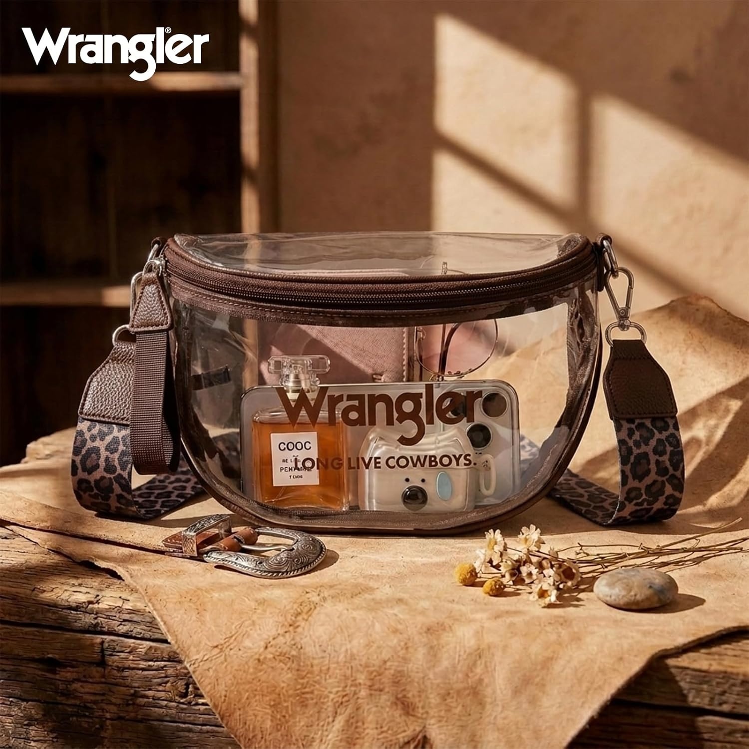image:imageWrangler Clear Bum Bag for Stadium Events Crossbody Bag with PouchLeopardcoffee