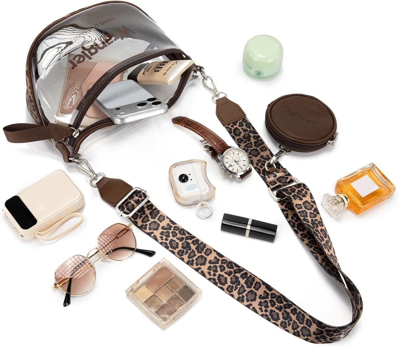 image:imageWrangler Clear Bum Bag for Stadium Events Crossbody Bag with PouchLeopardcoffee