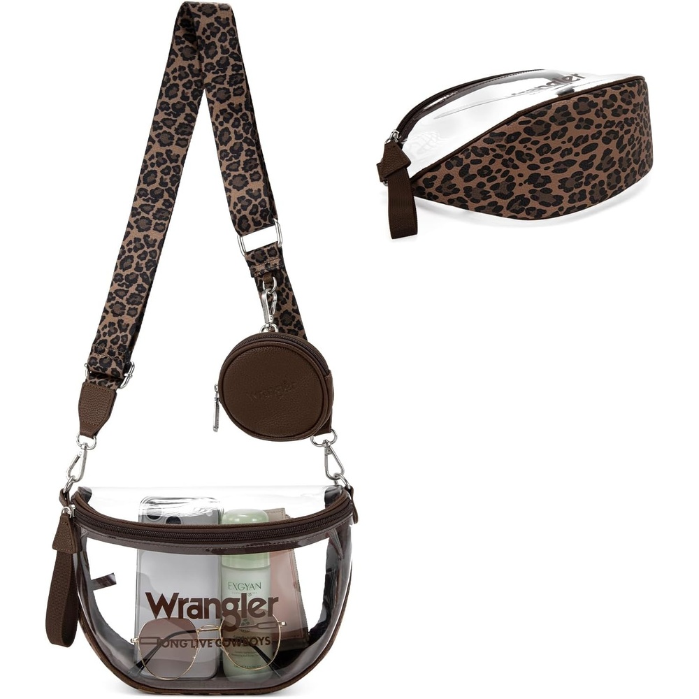 image:imageWrangler Clear Bum Bag for Stadium Events Crossbody Bag with PouchLeopardcoffee