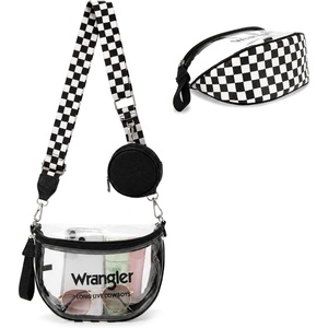 Wrangler Clear Bum Bag for Stadium Events Crossbody Bag with Pouch(Checkered-black)