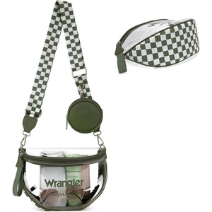Wrangler Clear Bum Bag for Stadium Events Crossbody Bag with Pouch(Checkered-green)