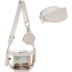 Wrangler Clear Bum Bag for Stadium Events Crossbody Bag with Pouch(Checkered-tan)