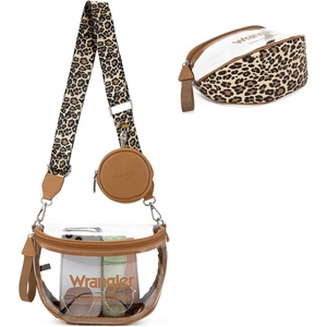 Wrangler Clear Bum Bag for Stadium Events Crossbody Bag with Pouch(Leopard-brown)