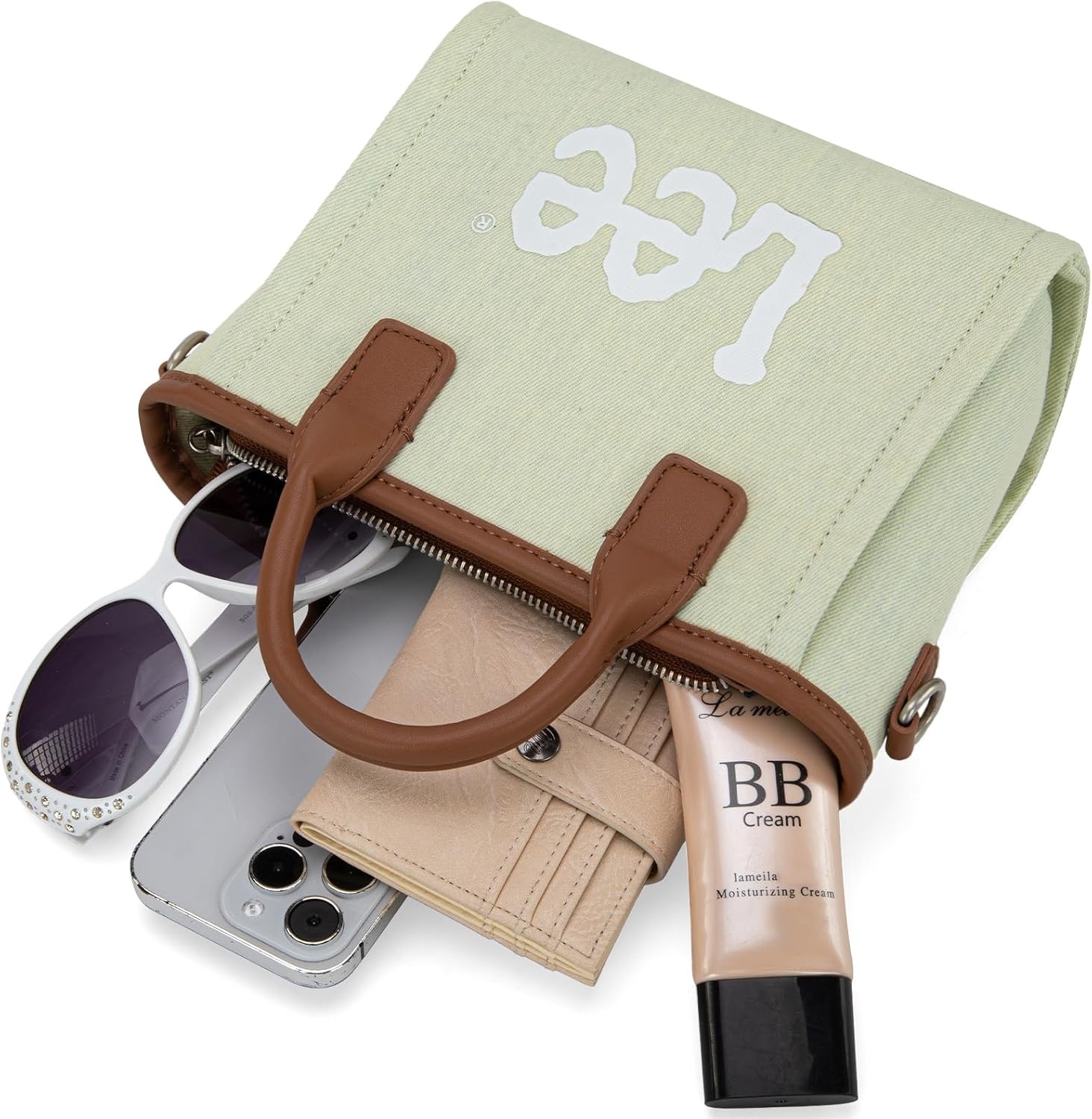 image:imageLee Vegan Leather amp Denim Tote Bag Duo Chic Versatile Combo for Everyday Style
