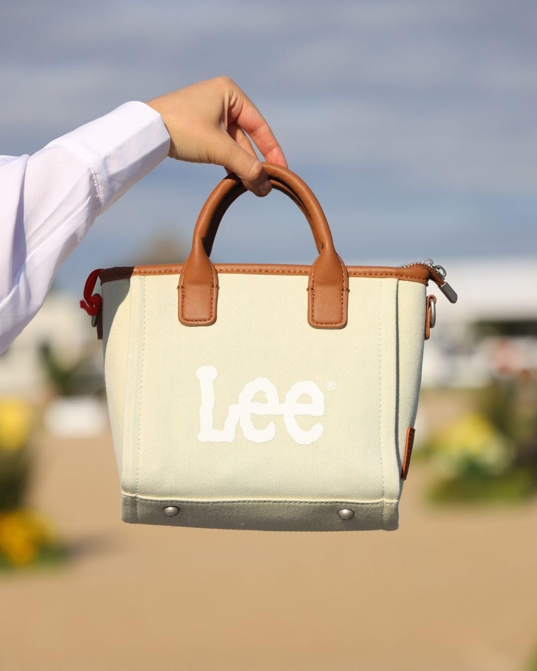 image:imageLee Vegan Leather amp Denim Tote Bag Duo Chic Versatile Combo for Everyday Style